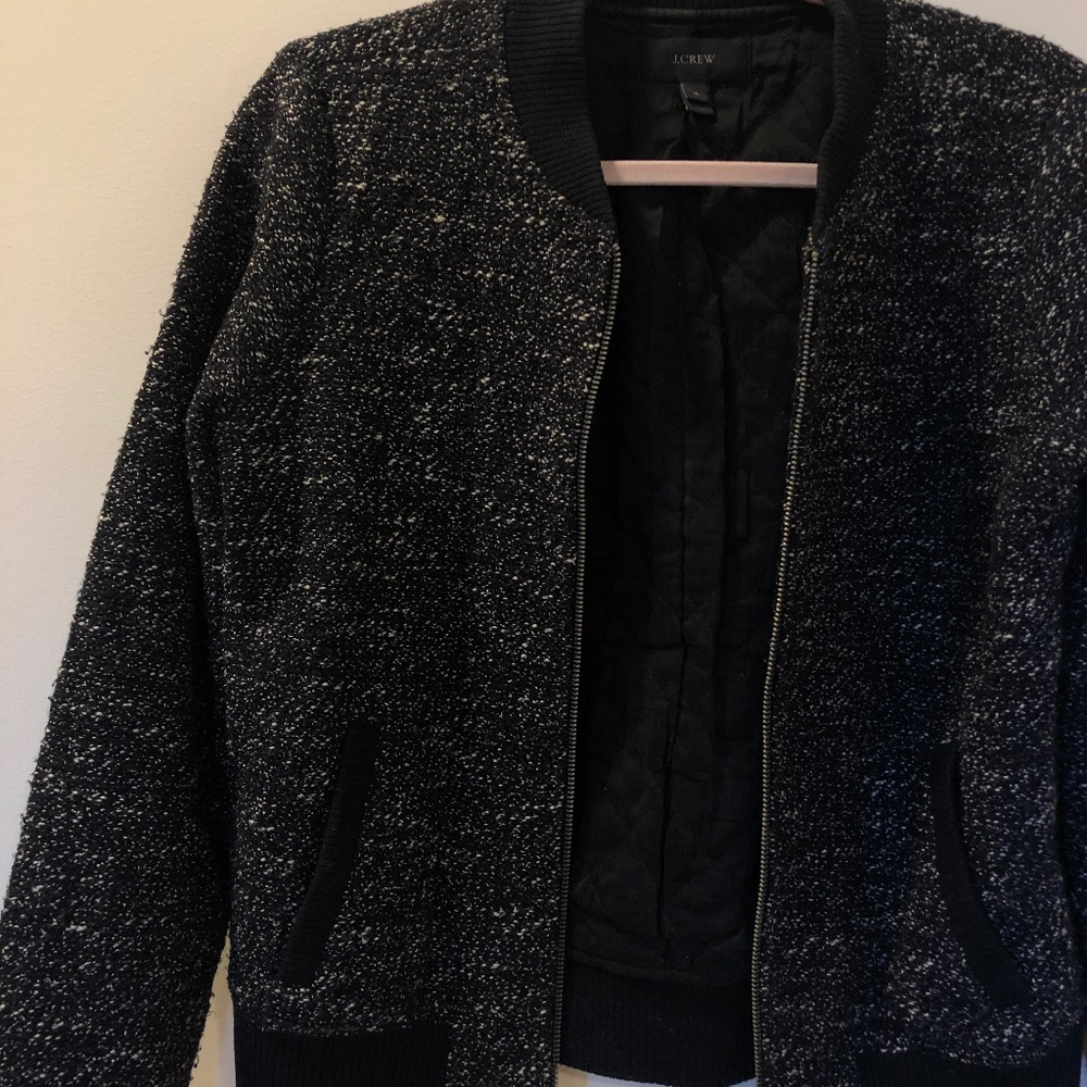 J.Crew B&W Tweed Bomber Jacket - Picture 4 of 5